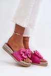 Damskie Klapki Na Platformie Z Kokardą Fuksja Aflia