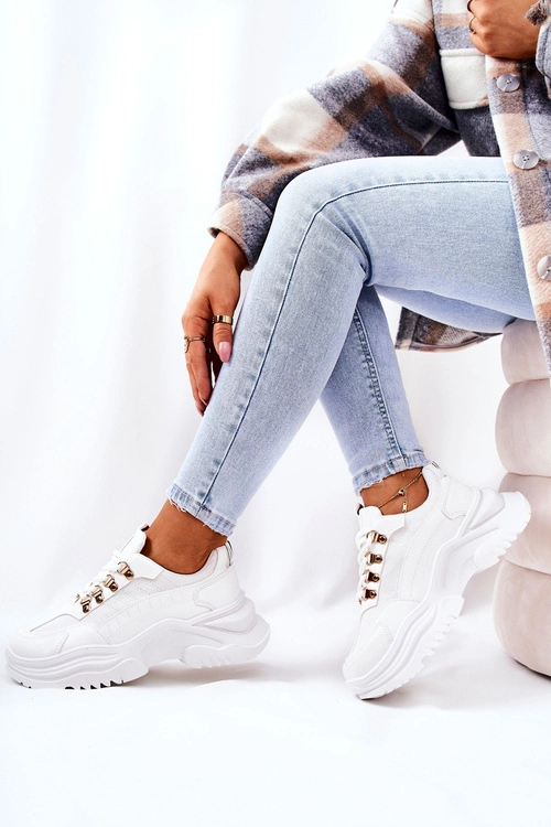 Sportowe Buty Na Platformie Białe Flynn