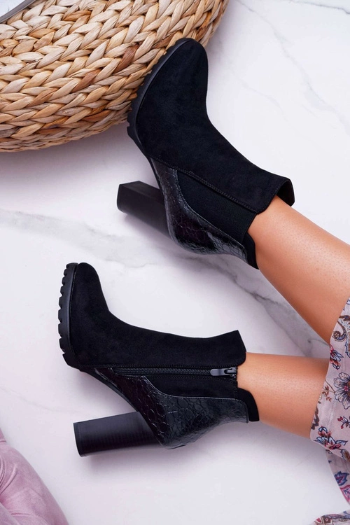 Botki Damskie Na Obcasie Czarne Mondego