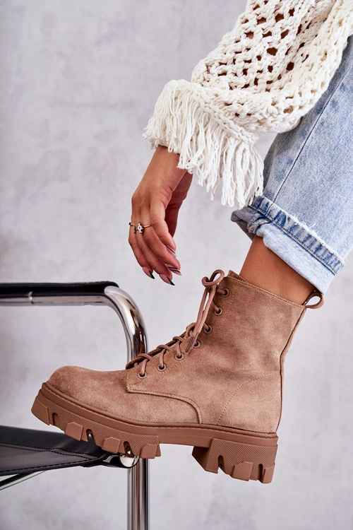 Zamszowe Ocieplane Botki Workery Brązowe Darvin