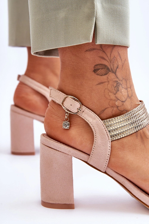 Sandały Damskie Na Słupku Zamszowe Beżowe Enjoy