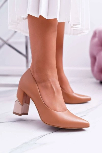 Czółenka Damskie Skórzane Laura Messi 1979 Camel