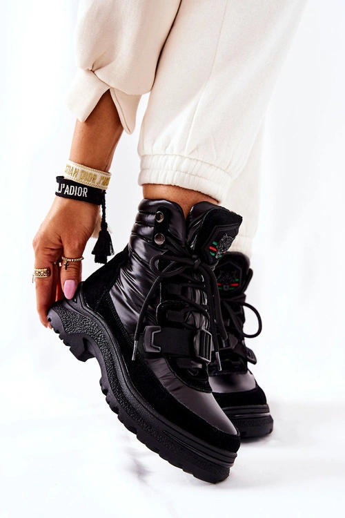 Damskie Botki Śniegowce Na Suwak Czarne Marcia