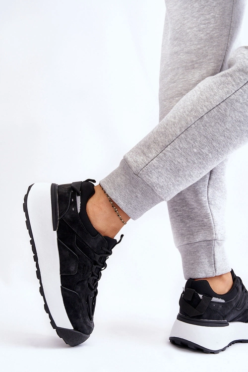 Damskie Buty Sportowe Na Platformie Czarne Dakari