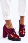 Modne Zamszowo-Lakierowane Botki Na Platformie Bordowe Carisa