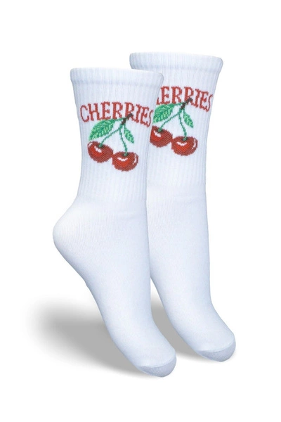 Skarpetki Dziecięce Młodzieżowe CHERRIES Białe