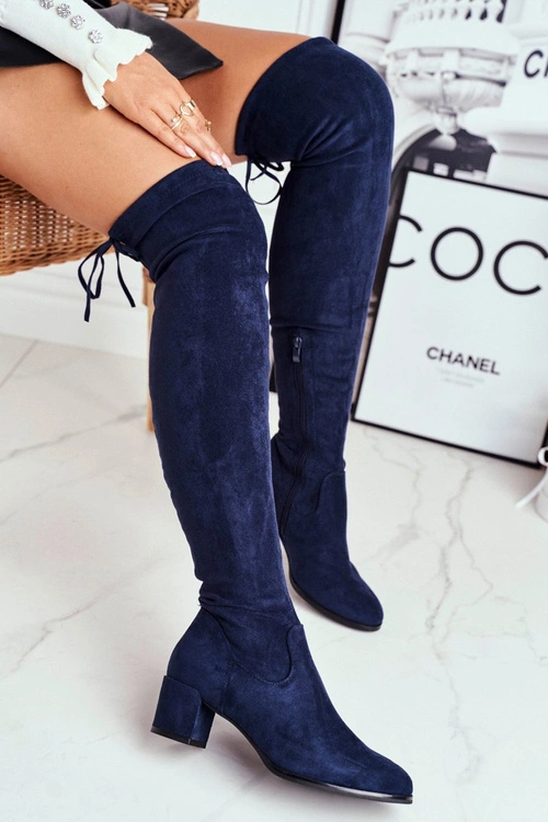 Damskie kozaki Sergio Leone lycra granatowe KZ281