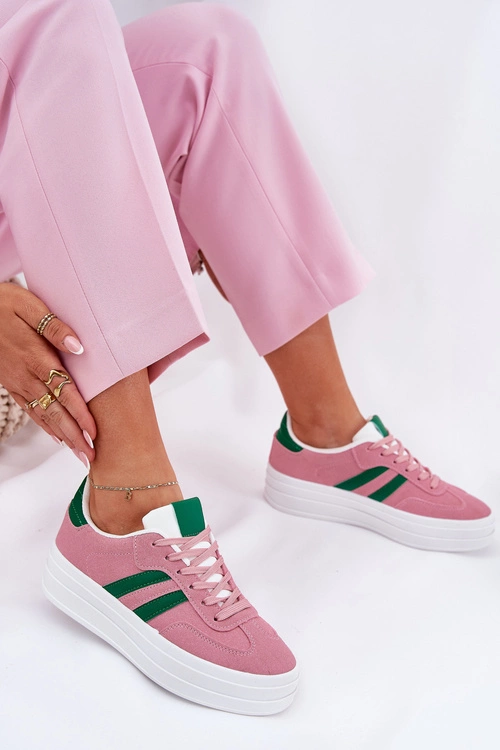 Stylowe Sneakersy Damskie Na Platformie Różowe Silavia