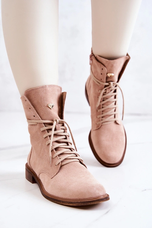 Botki Zamszowe Nicole Różowe 2697