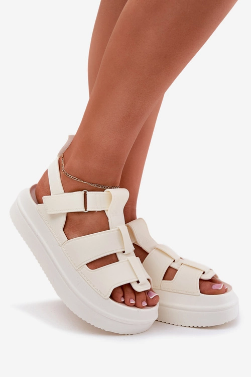 Sandały Damskie Na Platformie Ecru Nitavelia
