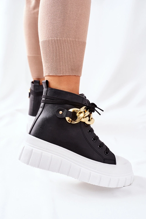 Wysokie Trampki Na Platformie Czarne La Rocca