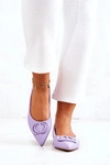 Skórzane Baleriny W Szpic Fioletowe Rachelle