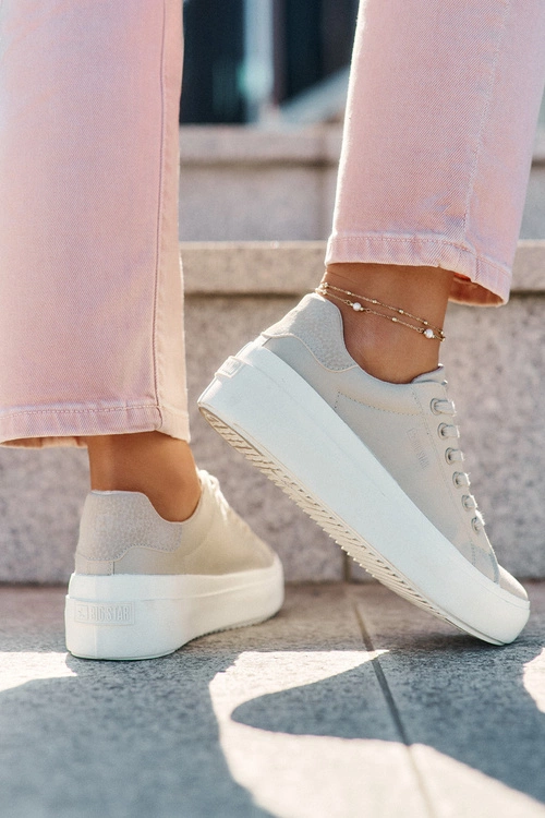 Materiałowe Trampki Damskie Na Platformie Big Star RR274465 Beżowe