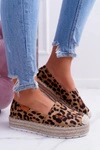 Brązowe Wsuwane Zamszowe Espadryle Leopard Mariako