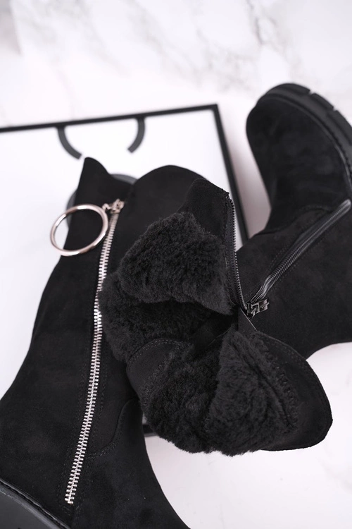 Dziecięce Ocieplane Botki Kozaki Czarne Norabel