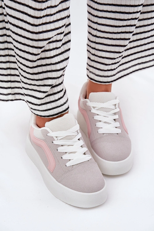 Sneakersy Damskie Na Platformie Szare Tellnira