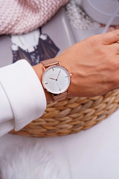 Damski Zegarek Michael John Różowe Złoto Brokat Asquere