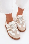 Niskie Skórzane Sneakersy Damskie Biało-Złote Ismina