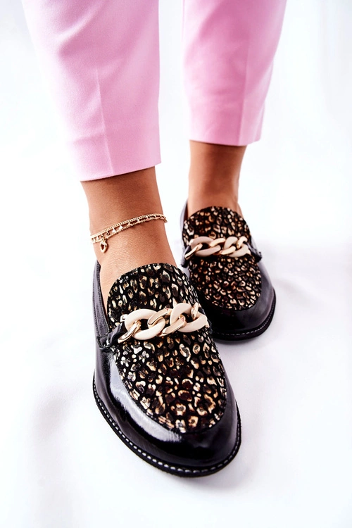 Damskie Półbuty Maciejka Lakierowane Loafery Czarne 4099B-01