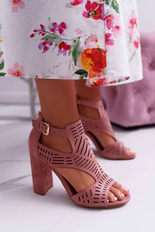 Damskie Sandały Na Słupku Peep Toe Różowe Carmelita