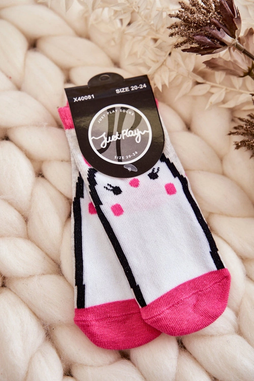 Dziecięce Klasyczne Skarpety Bawełniane Szaro-Różowe