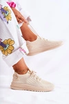 Damskie Sportowe Buty Sneakersy Materiałowe Jasnobeżowe Storia
