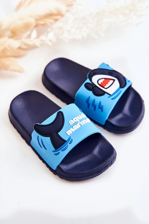 Lekkie Dziecięce Klapki Niebiesko-Granatowe Sharky