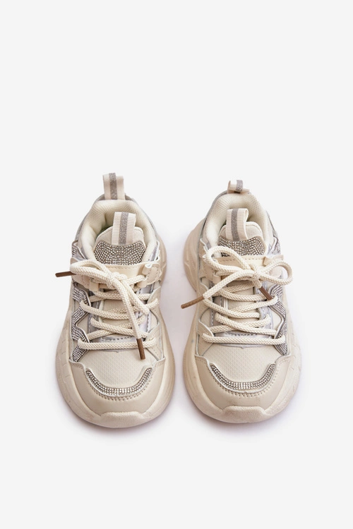 Sneakersy Dziecięce Z Cyrkoniami Beżowe Rianalla