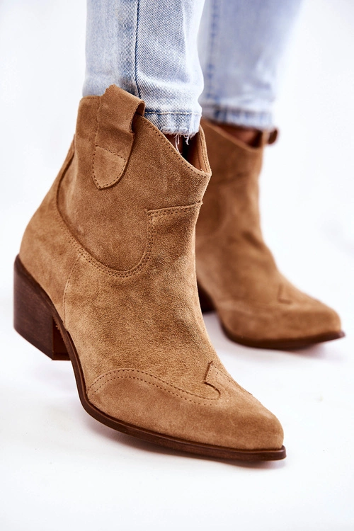 Damskie Botki W Szpic Lewski Shoes 3236 Beżowe