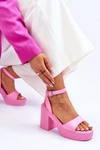 Modne Sandały Na Masywnym Obcasie Różowe Karmine