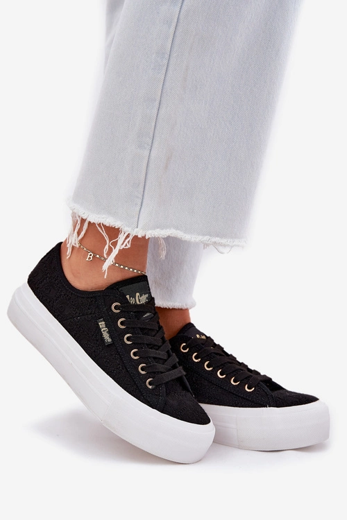 なっち　0423 Trampki Damskie Z Koronką Lee Cooper LCW-25-31-3439L Czarne