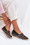 Skórzane Wzorzyste Baleriny Maciejka T1929-71 Czarne