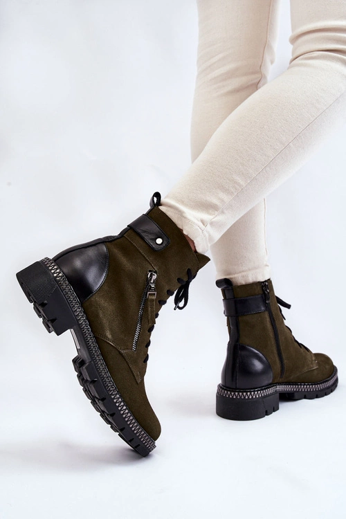 Zamszowe Ocieplane Botki Laura Messi 2508 Zielone