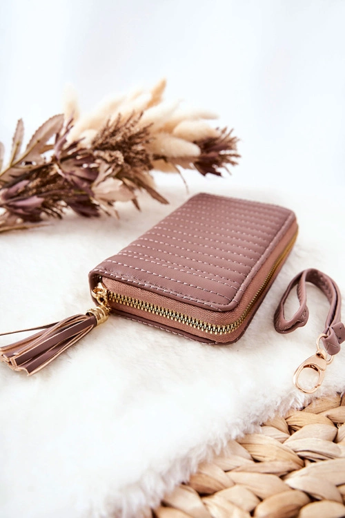 Pikowany Portfel Z Frędzelkiem Cappucino