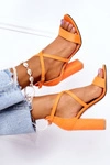 Zamszowe Sandały Na Słupku Pomarańczowe Dance With Me