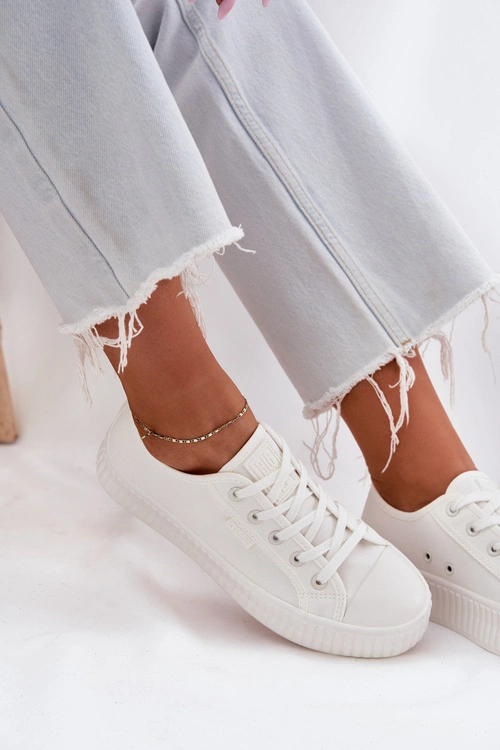 Materiałowe Trampki Damskie Na Platformie Big Star RR274776 Białe