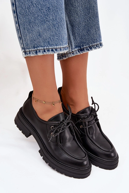 Półbuty Damskie Z Eko Skóry Czarne Adrelle