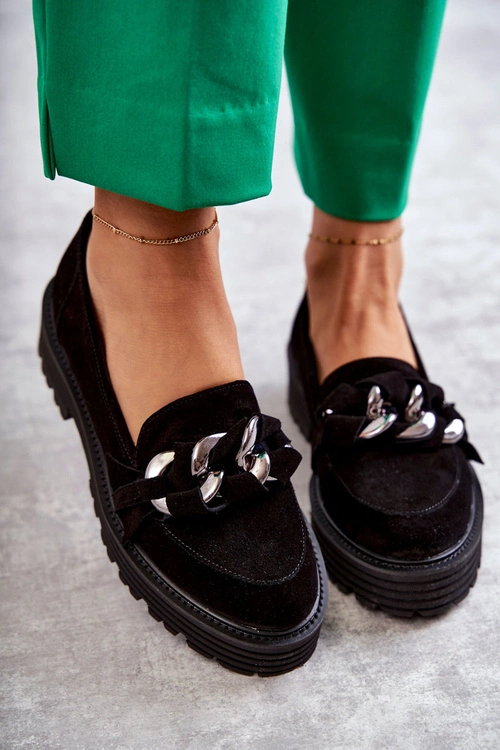 Damskie Półbuty Zamszowe Laura Messi 2523 Czarne