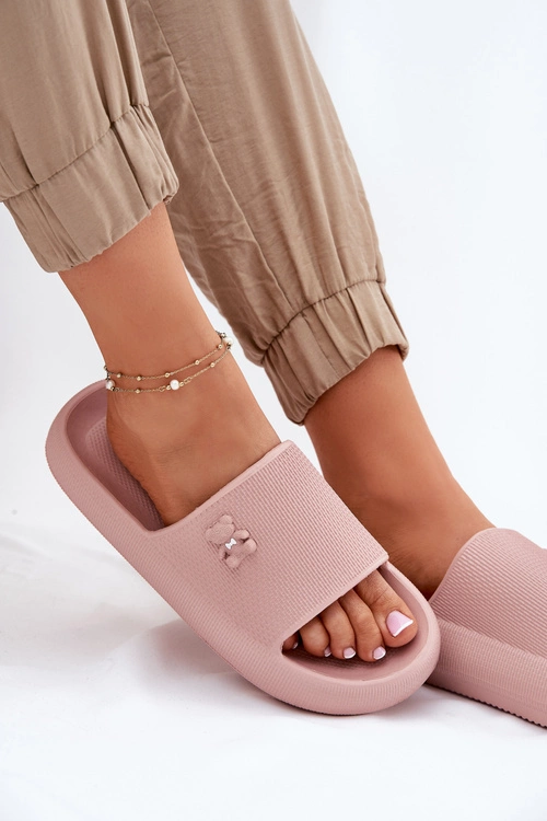 Piankowe Klapki Damskie Na Platformie Z Misiem Vinceza 75210 Różowe