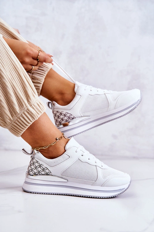 Damskie Klasyczne Buty Sportowe Na Koturnie Białe Advanced