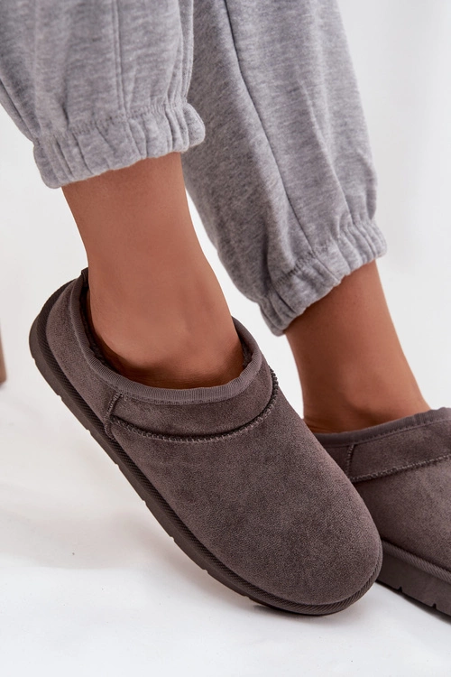 Śniegowce Damskie Ocieplane Futerkiem Ciemnoszare Serenne