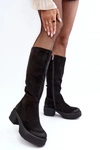 Zamszowe Damskie Kozaki Przed Kolano Lemar Czarne Malayah