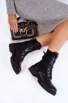 Skórzane Skarpetkowe Botki Sznurowane Czarne Riston