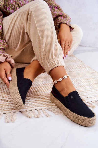 Damskie Espadryle Na Platformie Cross Jeans JJ2R4015C Czarne