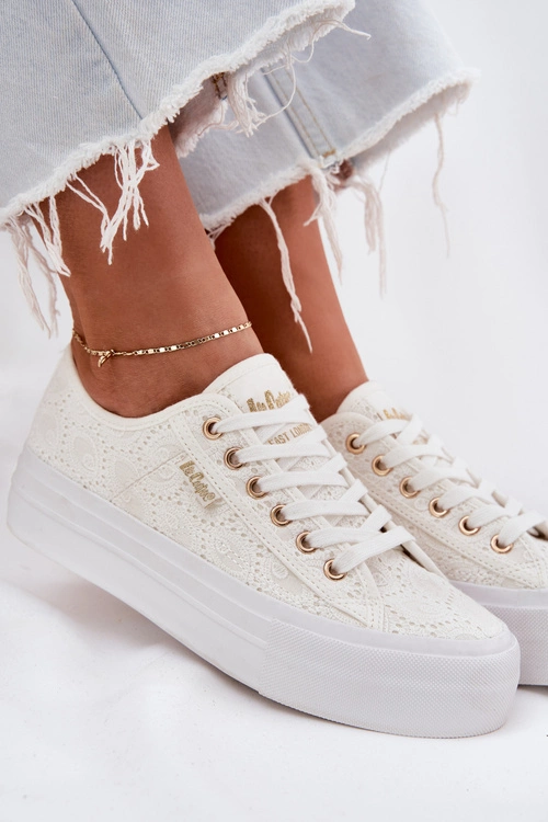 Trampki Damskie Z Koronką Lee Cooper LCW-25-31-3438L Białe