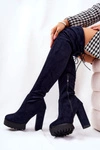 Zamszowe Kozaki Za Kolano Granatowe Fillis