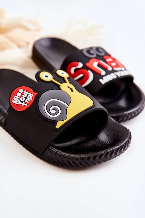 Lekkie Dziecięce Klapki Czarne Snail