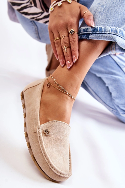 Damskie Zamszowe Mokasyny Beżowe Colena