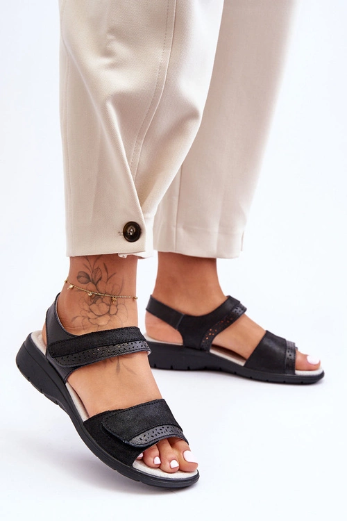 Klasyczne Sandały Na Rzep S.Barski 97575 Czarne