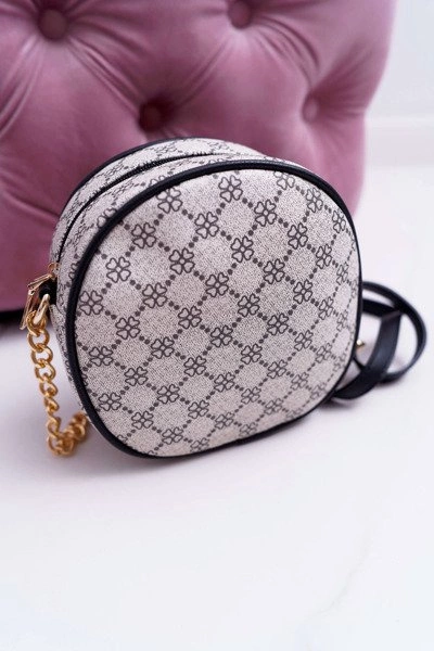 Torebka Kuferek Okrągły Beżowo Czarna